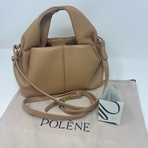 Polene Handbags - Polène Numéro Neuf Mini Bag Textured Beige Leather Purse